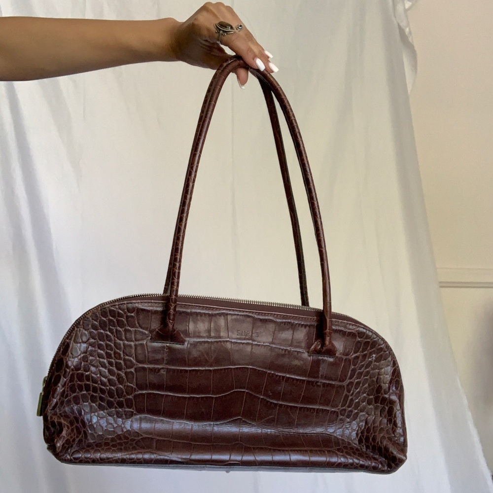 90s brown alligator style purse made in italy